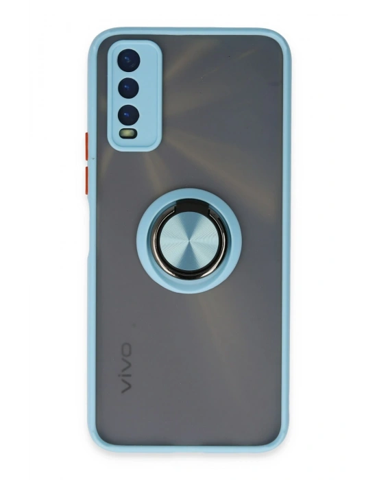 Newface Vivo Y11S Kılıf Montreal Yüzüklü Silikon Kapak - Buz Mavi