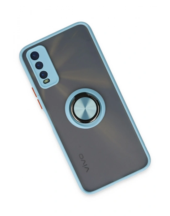 Newface Vivo Y11S Kılıf Montreal Yüzüklü Silikon Kapak - Buz Mavi