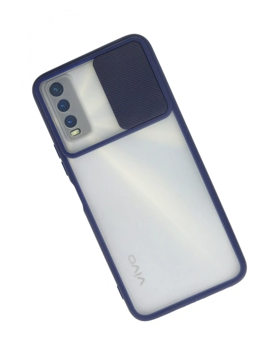 Newface Vivo Y11S Kılıf Palm Buzlu Kamera Sürgülü Silikon - Lacivert