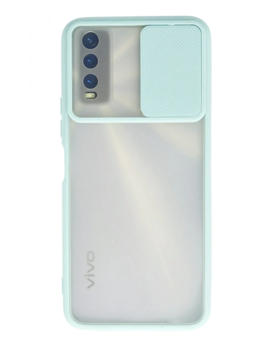 Newface Vivo Y11S Kılıf Palm Buzlu Kamera Sürgülü Silikon - Turkuaz
