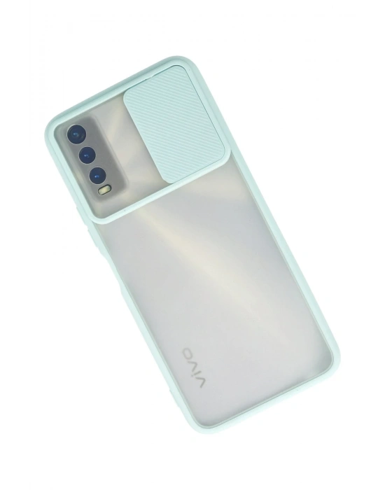 Newface Vivo Y11S Kılıf Palm Buzlu Kamera Sürgülü Silikon - Turkuaz