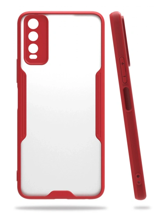 Newface Vivo Y11S Kılıf Platin Silikon - Kırmızı