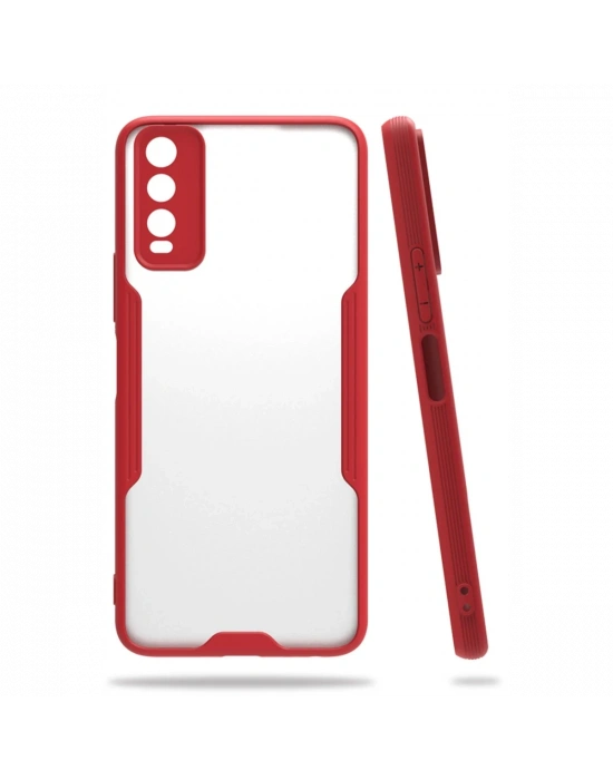 Newface Vivo Y11S Kılıf Platin Silikon - Kırmızı