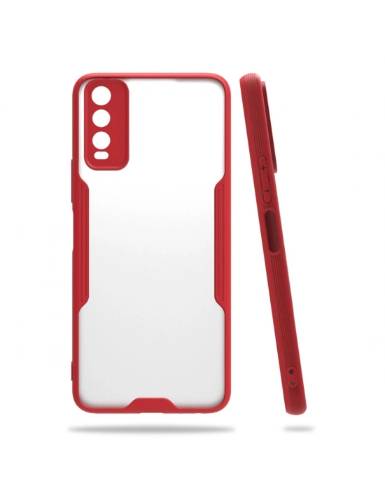 Newface Vivo Y11S Kılıf Platin Silikon - Kırmızı