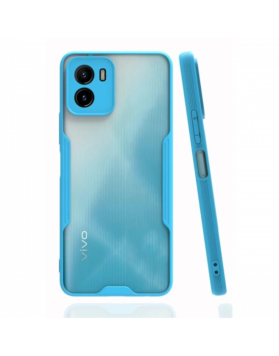 Newface Vivo Y15S Kılıf Platin Silikon - Mavi