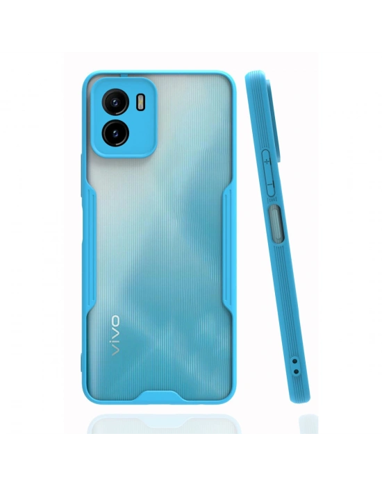 Newface Vivo Y15S Kılıf Platin Silikon - Mavi