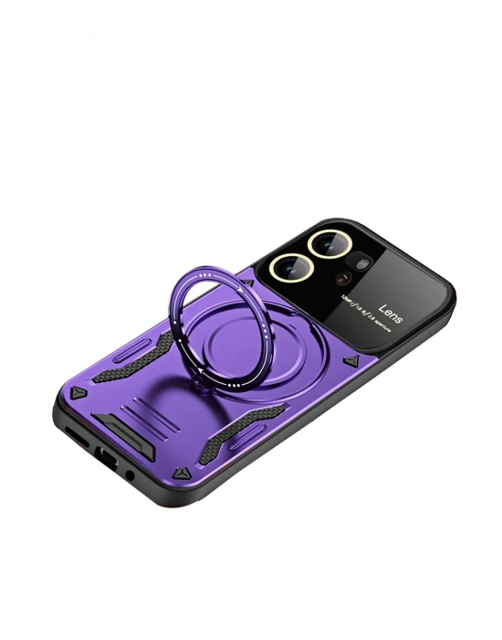 Newface Vivo Y16 Kılıf Joy Lens Standlı Kapak - Mor