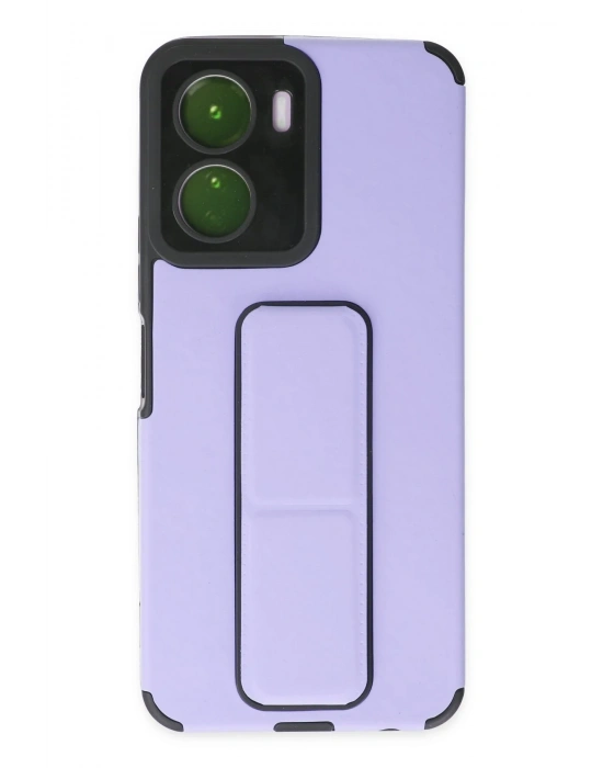 Newface Vivo Y16 Kılıf Mega Standlı Silikon - Lila