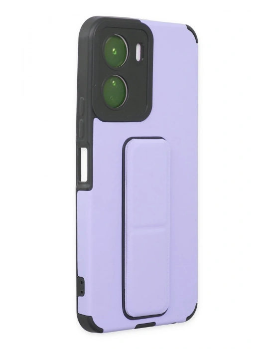 Newface Vivo Y16 Kılıf Mega Standlı Silikon - Lila