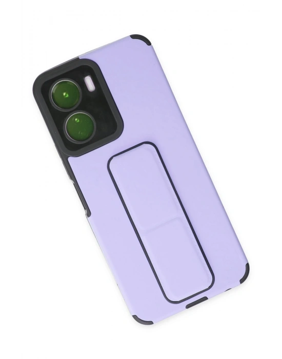 Newface Vivo Y16 Kılıf Mega Standlı Silikon - Lila