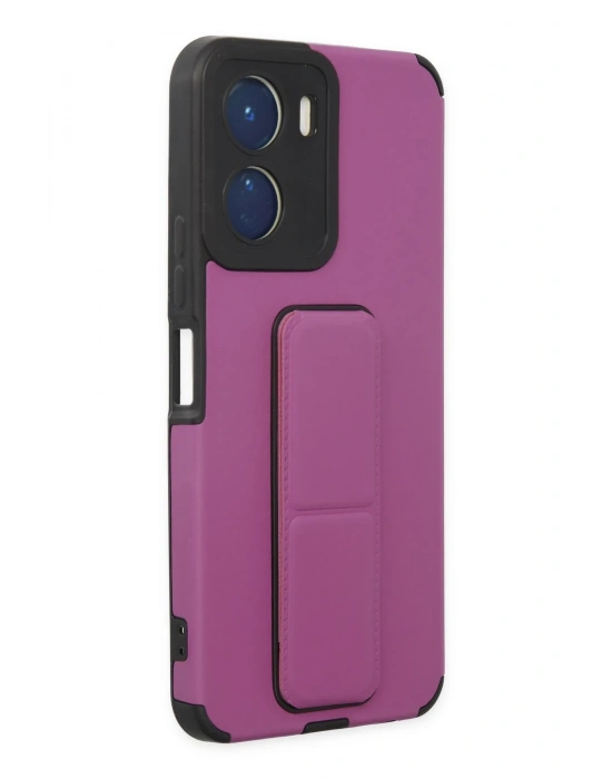 Newface Vivo Y16 Kılıf Mega Standlı Silikon - Mor