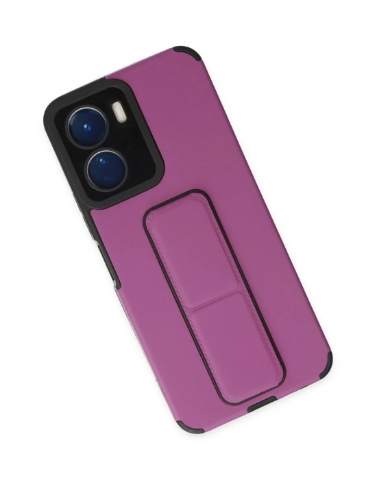 Newface Vivo Y16 Kılıf Mega Standlı Silikon - Mor