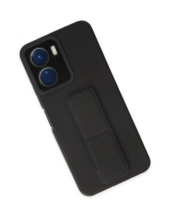 Newface Vivo Y16 Kılıf Mega Standlı Silikon - Siyah