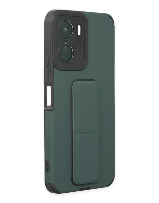 Newface Vivo Y16 Kılıf Mega Standlı Silikon - Yeşil