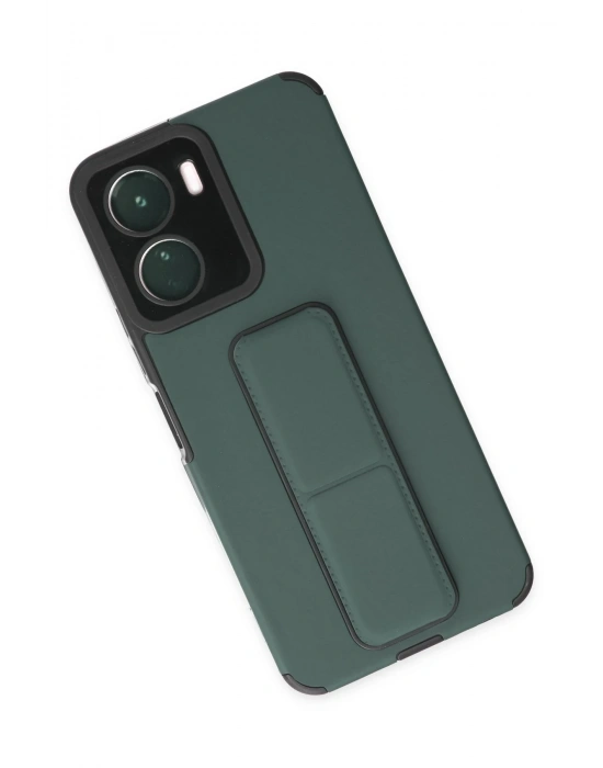 Newface Vivo Y16 Kılıf Mega Standlı Silikon - Yeşil