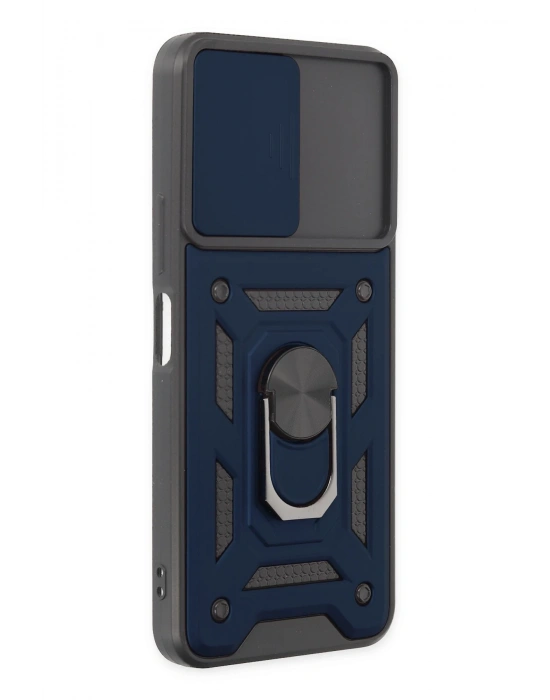 Newface Vivo Y16 Kılıf Pars Lens Yüzüklü Silikon - Lacivert