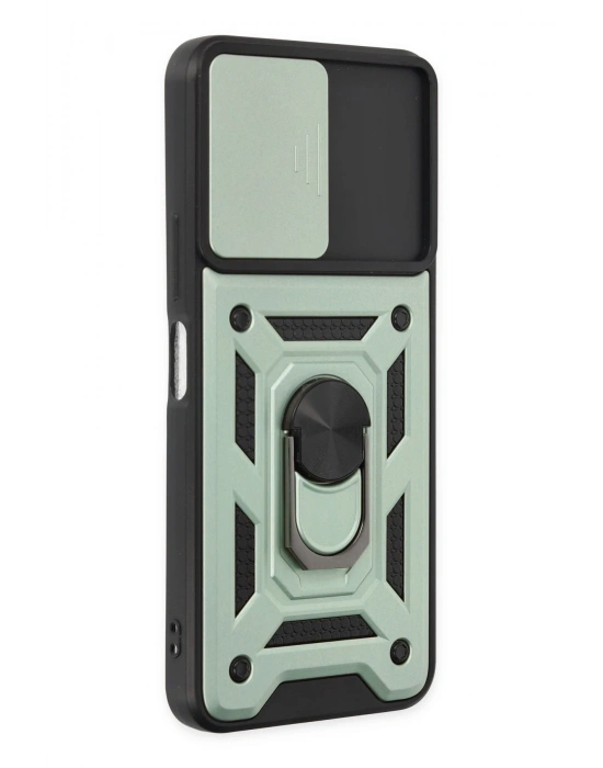 Newface Vivo Y16 Kılıf Pars Lens Yüzüklü Silikon - Yeşil