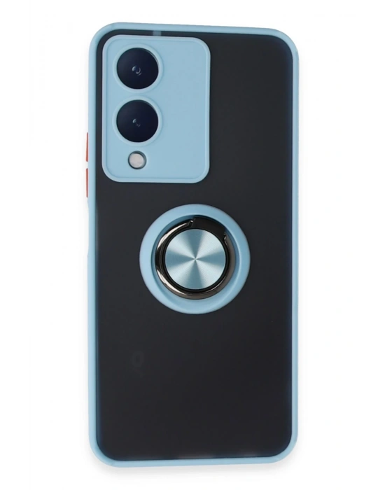 Newface Vivo Y17S Kılıf Montreal Yüzüklü Silikon Kapak - Buz Mavi