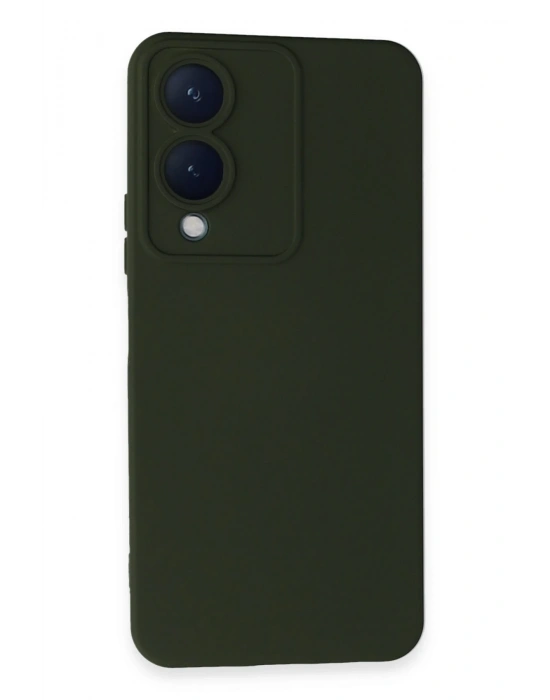 Newface Vivo Y17S Kılıf Nano içi Kadife Silikon - Koyu Yeşil