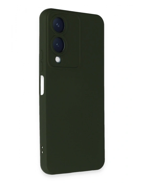 Newface Vivo Y17S Kılıf Nano içi Kadife Silikon - Koyu Yeşil