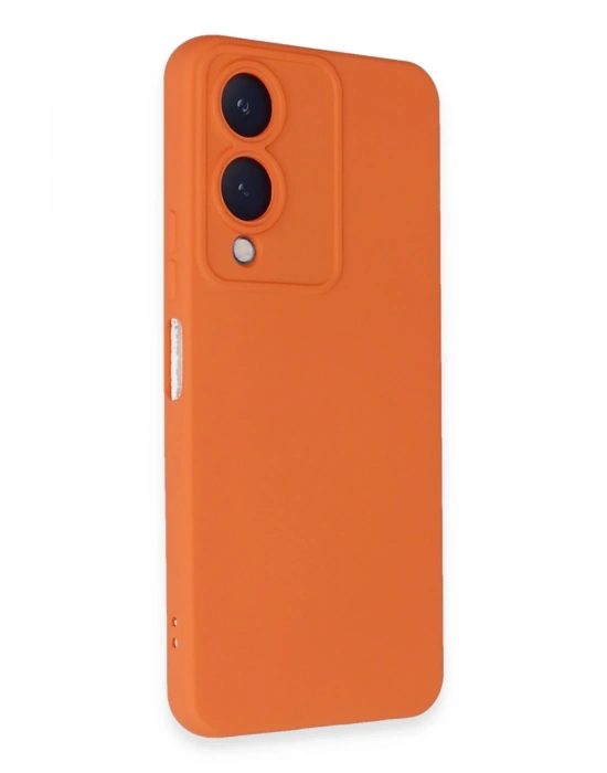 Newface Vivo Y17S Kılıf Nano içi Kadife Silikon - Turuncu