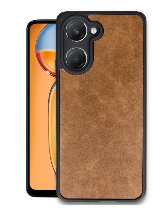 Newface Vivo Y18 Kılıf Aras Deri Kapak - Taba