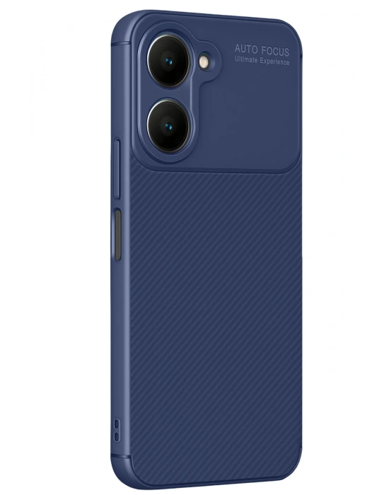 Newface Vivo Y18 Kılıf Auto Focus Karbon Kapak - Lacivert