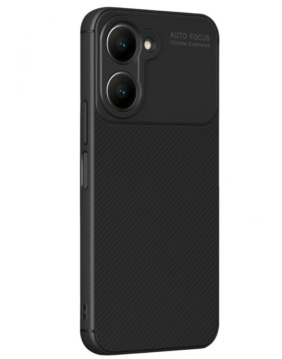 Newface Vivo Y18 Kılıf Auto Focus Karbon Kapak - Siyah