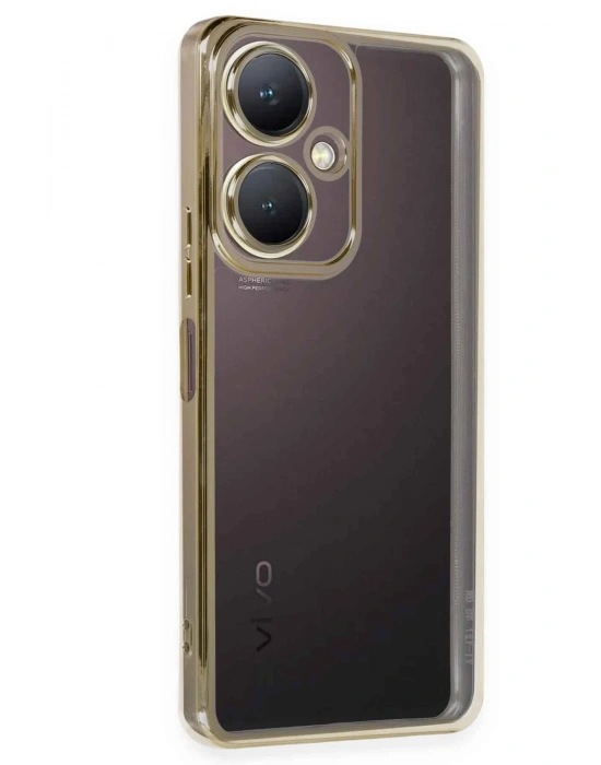 Newface Vivo Y27 Kılıf Razer Lensli Silikon - Gold