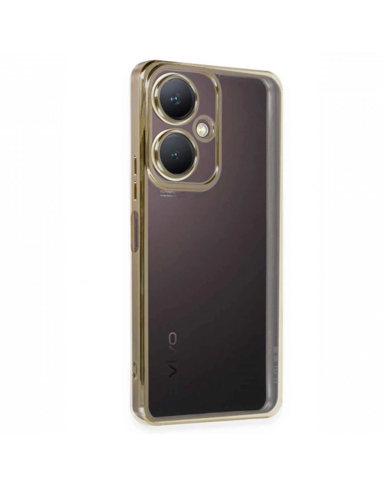 Newface Vivo Y27 Kılıf Razer Lensli Silikon - Gold