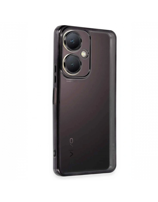 Newface Vivo Y27 Kılıf Razer Lensli Silikon - Siyah