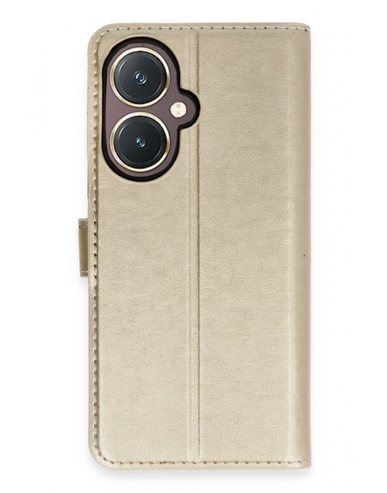 Newface Vivo Y27 Kılıf Trend S Plus Kapaklı Kılıf - Gold