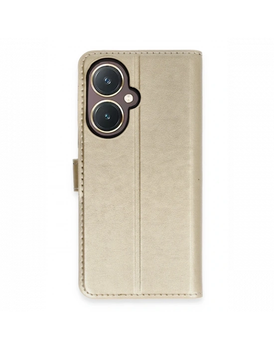 Newface Vivo Y27 Kılıf Trend S Plus Kapaklı Kılıf - Gold