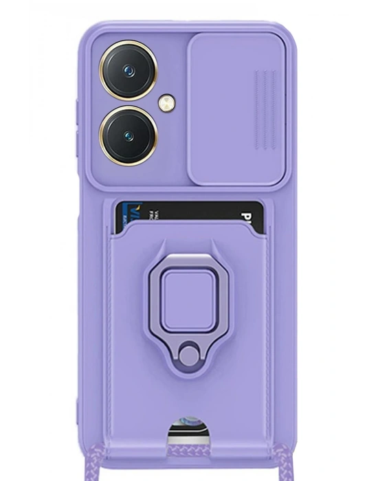 Newface Vivo Y27 Kılıf Zuma Kartvizitli Yüzüklü Silikon - Lila