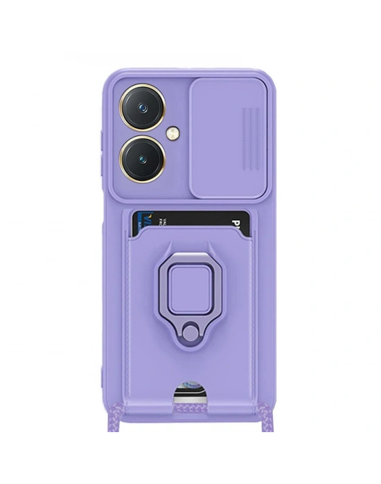 Newface Vivo Y27 Kılıf Zuma Kartvizitli Yüzüklü Silikon - Lila
