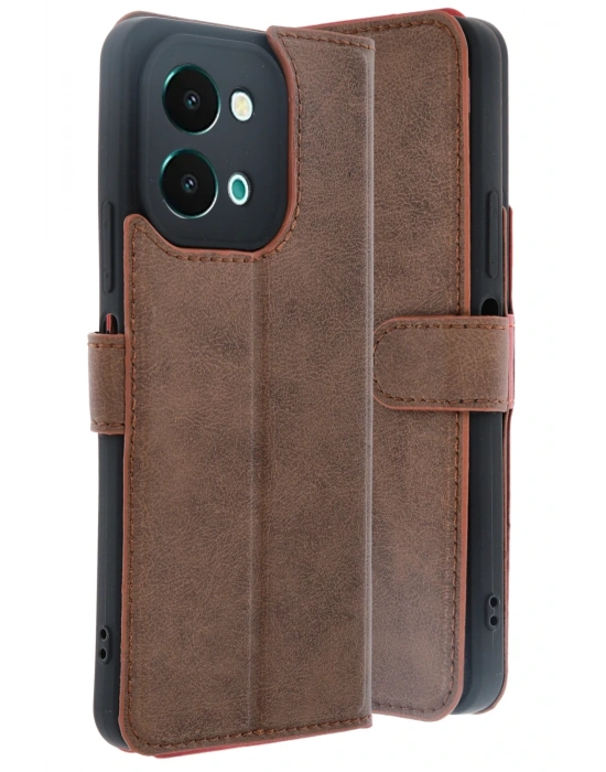 Newface Vivo Y28 Kılıf Trend S Plus Kapaklı Kılıf - Taba