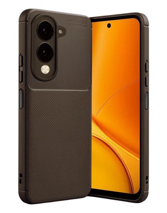 Newface Vivo Y29S Auto Focus Karbon Kapak - Kahverengi