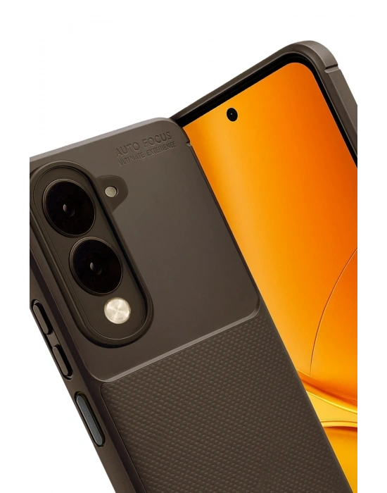 Newface Vivo Y29S Auto Focus Karbon Kapak - Kahverengi