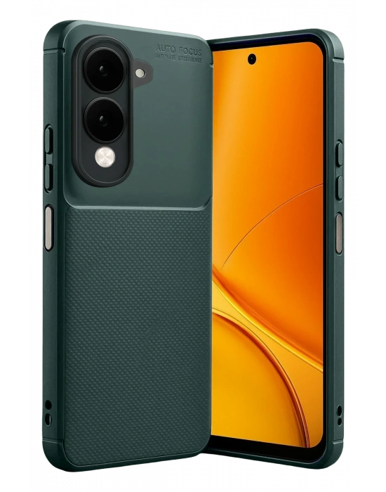 Newface Vivo Y29S Auto Focus Karbon Kapak - Koyu Yeşil