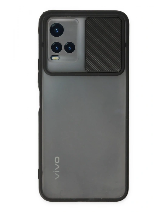 Newface Vivo Y33S Kılıf Palm Buzlu Kamera Sürgülü Silikon - Siyah