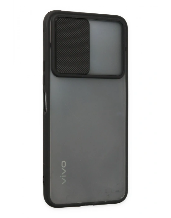 Newface Vivo Y33S Kılıf Palm Buzlu Kamera Sürgülü Silikon - Siyah