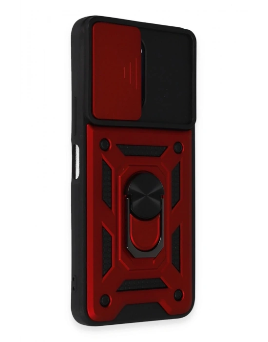 Newface Vivo Y35 Kılıf Pars Lens Yüzüklü Silikon - Kırmızı