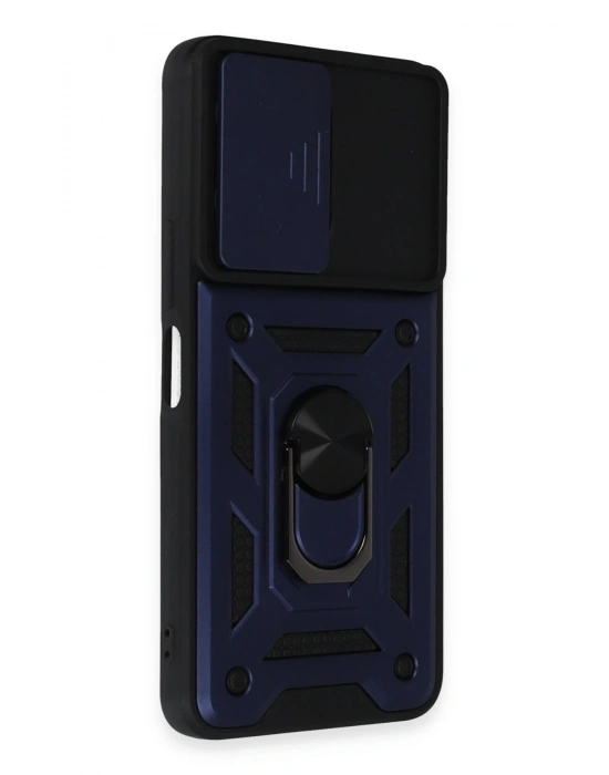 Newface Vivo Y35 Kılıf Pars Lens Yüzüklü Silikon - Lacivert