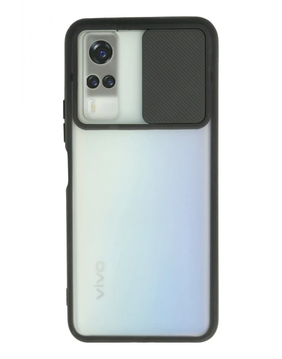 Newface Vivo Y53S Kılıf Palm Buzlu Kamera Sürgülü Silikon - Siyah