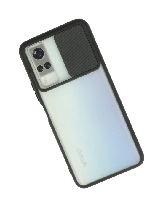 Newface Vivo Y53S Kılıf Palm Buzlu Kamera Sürgülü Silikon - Siyah