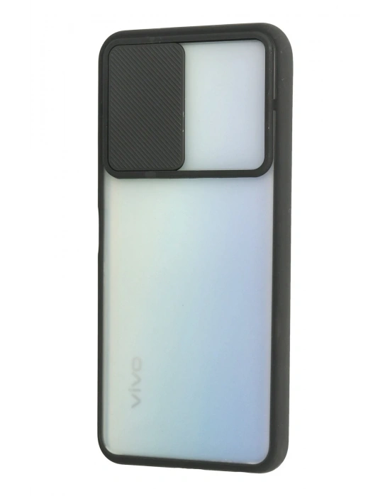 Newface Vivo Y53S Kılıf Palm Buzlu Kamera Sürgülü Silikon - Siyah