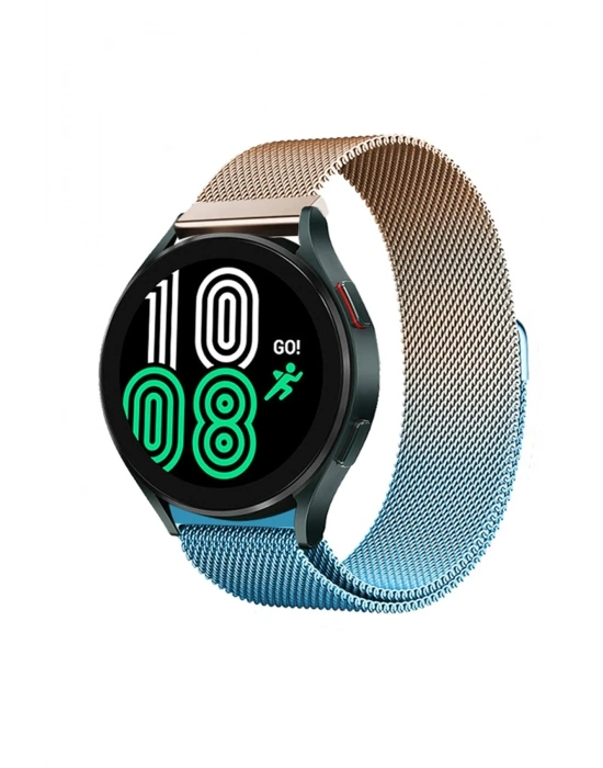 Newface Watch 20mm Metal Mıknatıslı Kordon - Metalik Gold-Mavi