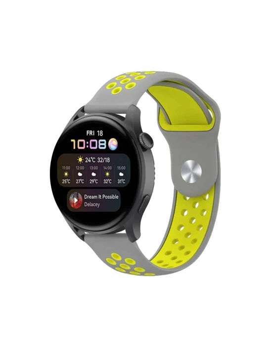 Newface Watch 20mm Spor Delikli Kordon - Gri-Yeşil