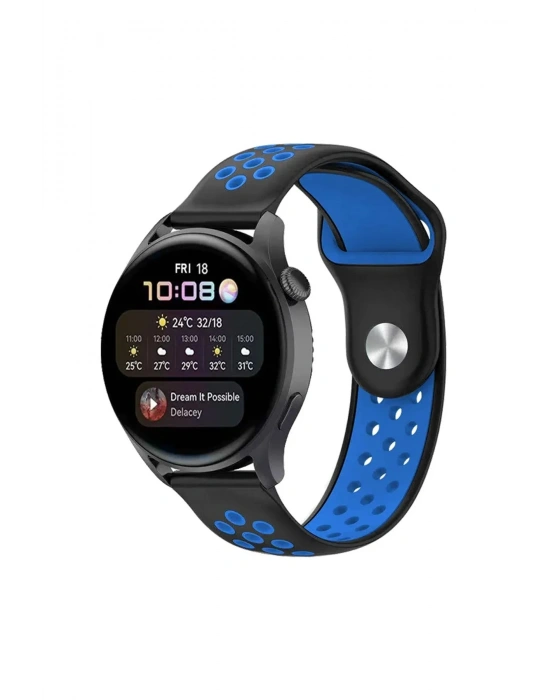 Newface Watch 20mm Spor Delikli Kordon - Siyah-Mavi