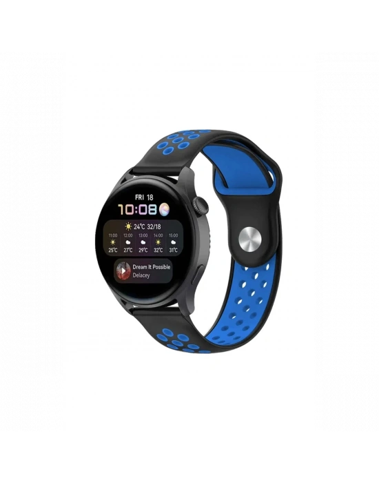 Newface Watch 20mm Spor Delikli Kordon - Siyah-Mavi